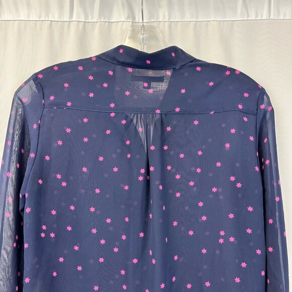 Uniqlo Womens Button Front Shirt Multicolor Stars Print Long Sleeve Sheer S - Picture 4 of 10